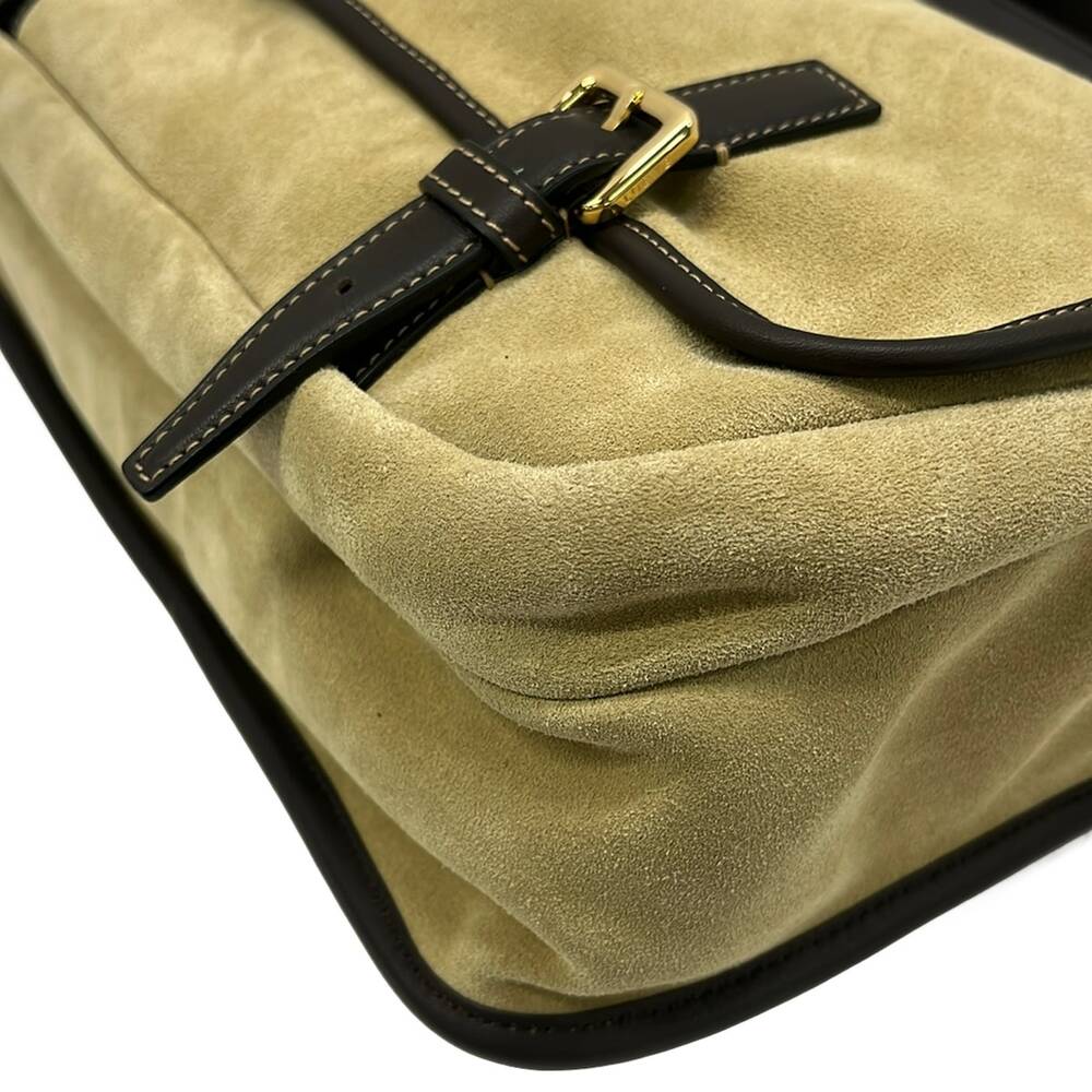 Loewe Ana Hobo Shoulder Bag 337.61.G95 Beige Black Suede Leather - Picture 6 of 10